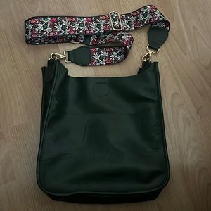 Ahdorned leather bag dark green